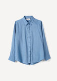 Clizia long linen shirt BIANCO WHITEBLU AVION Woman image number 5
