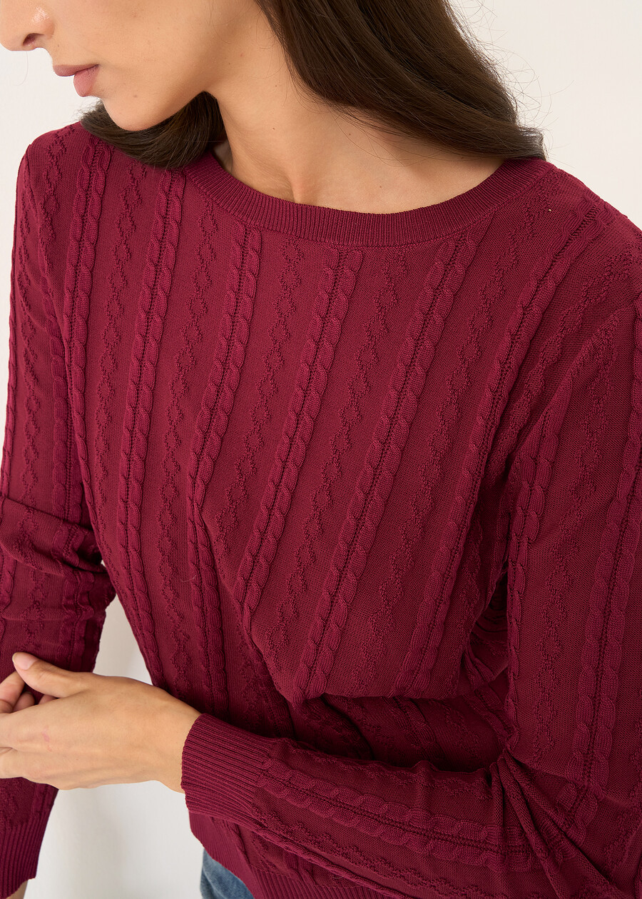 Mabel round-neck sweater ROSSO BORDEAUXCELESTE POLVERE Woman , image number 3