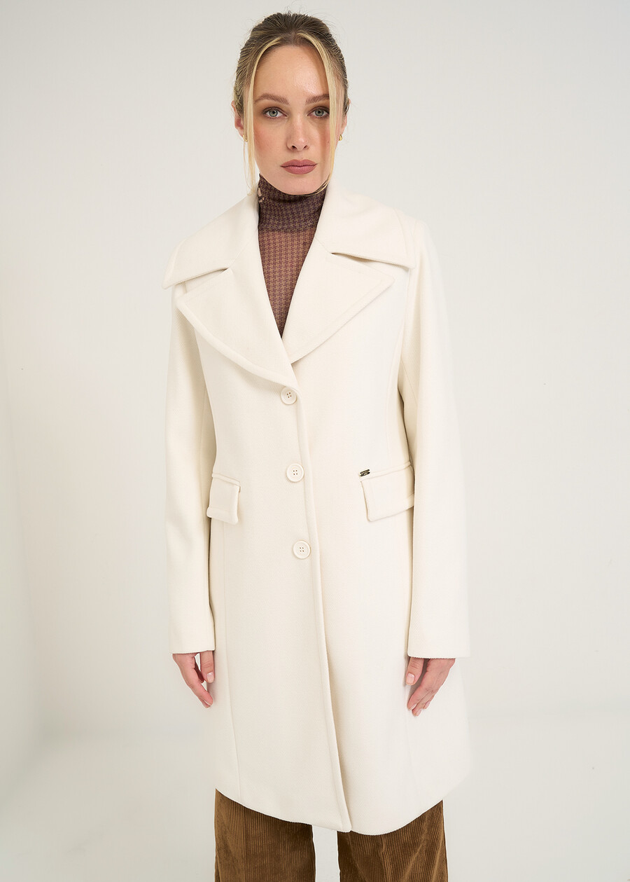 Chris single-breasted diagonal wool-blend coat BEIGE LATTE Woman , image number 1