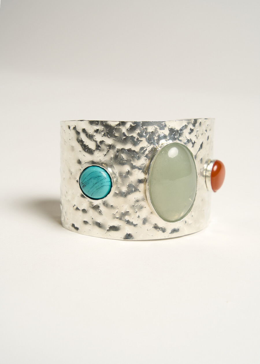 Greg hammered rigid bracelet GRIGIO Woman , image number 3