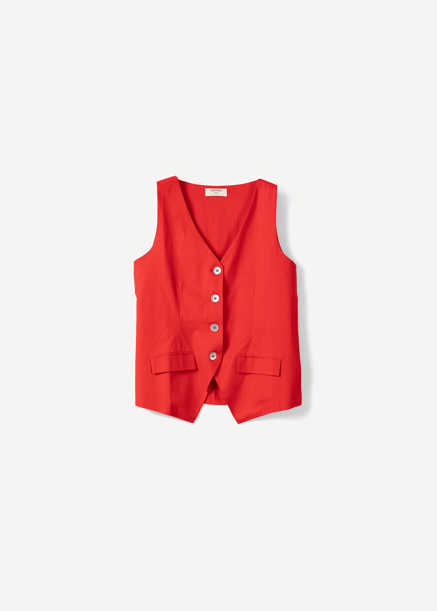Glory linen blend waistcoat top ROSSO Woman , image number 5