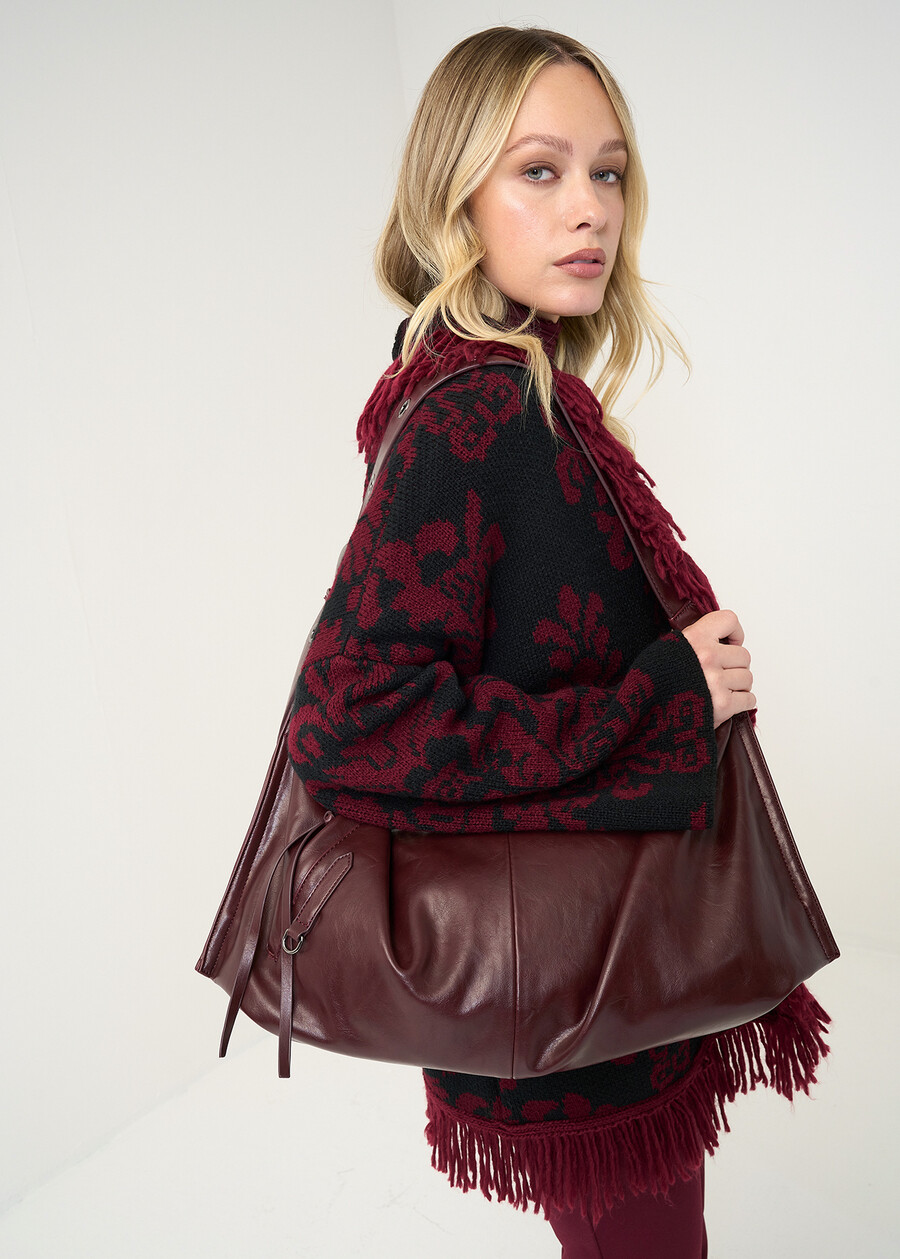 Bayk zip pocket hobo bag ROSSO BORDEAUXNERO Woman , image number 1