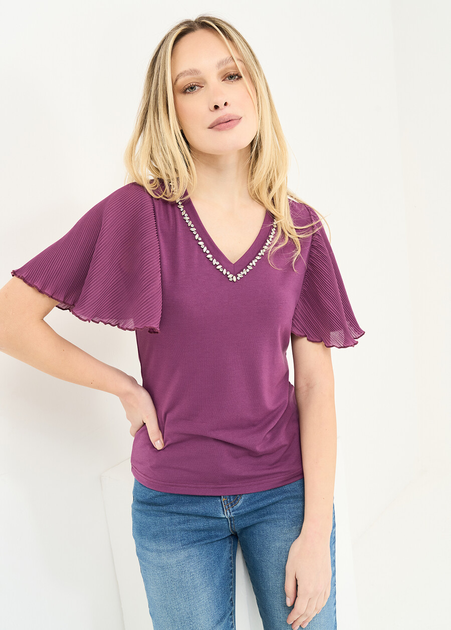 Siby T-shirt with crystals VIOLA Woman , image number 1
