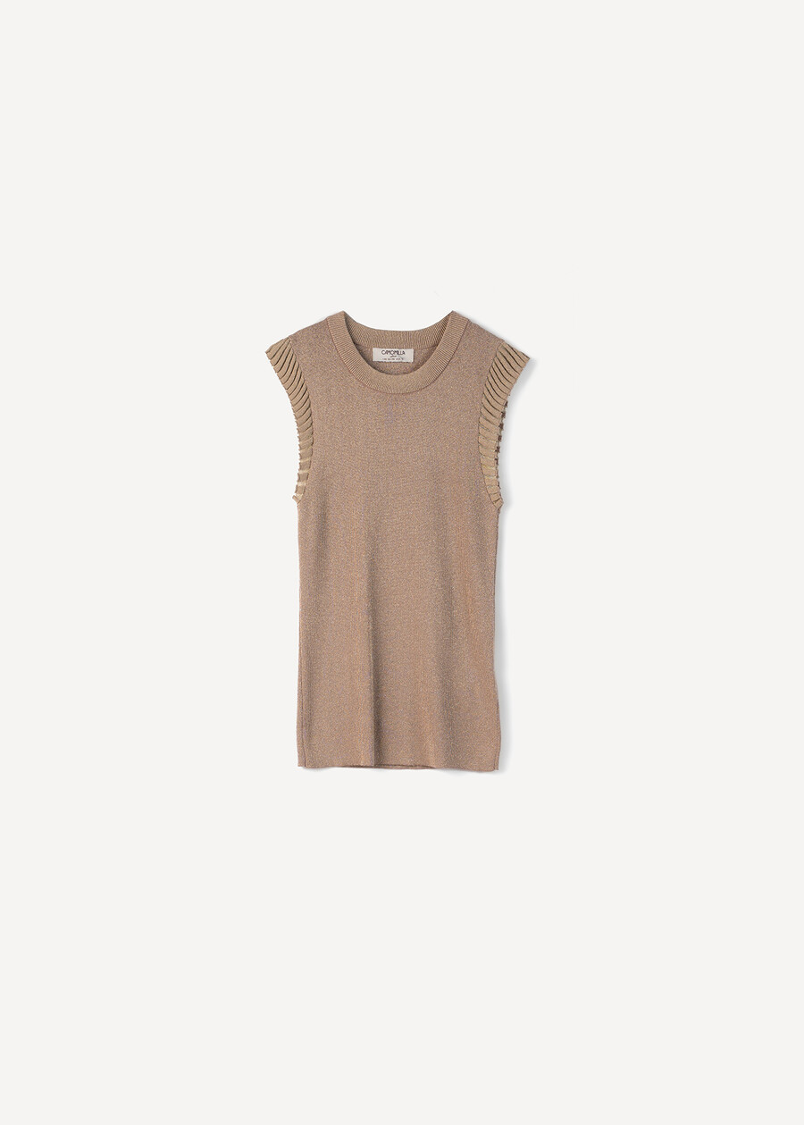 Trilly lurex and pleated top GOLD Woman , image number 5