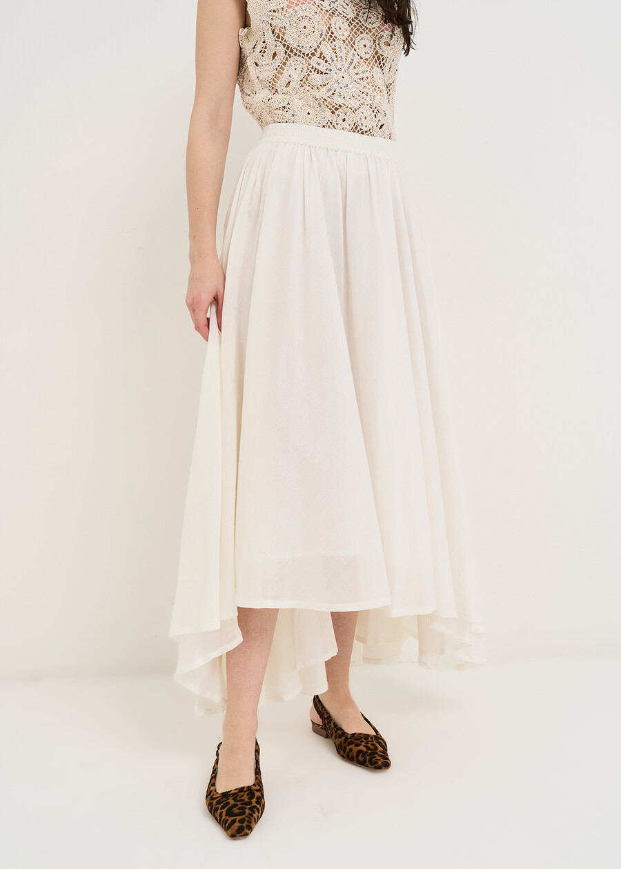 Gledis long cotton skirt BIANCO WHITE Woman , image number 2
