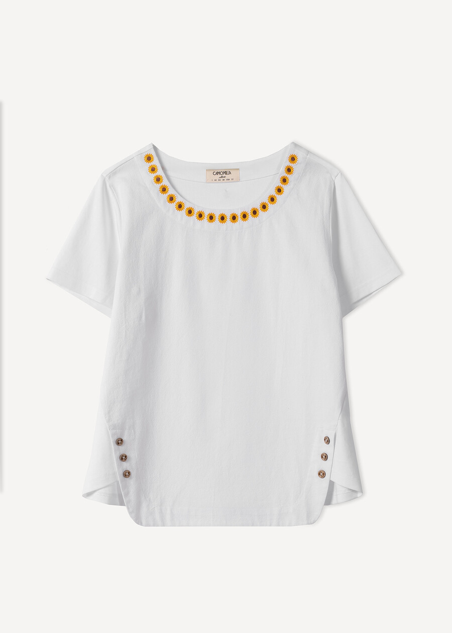 Sady embroidered cotton T-shirt BIANCO WHITE Woman , image number 4