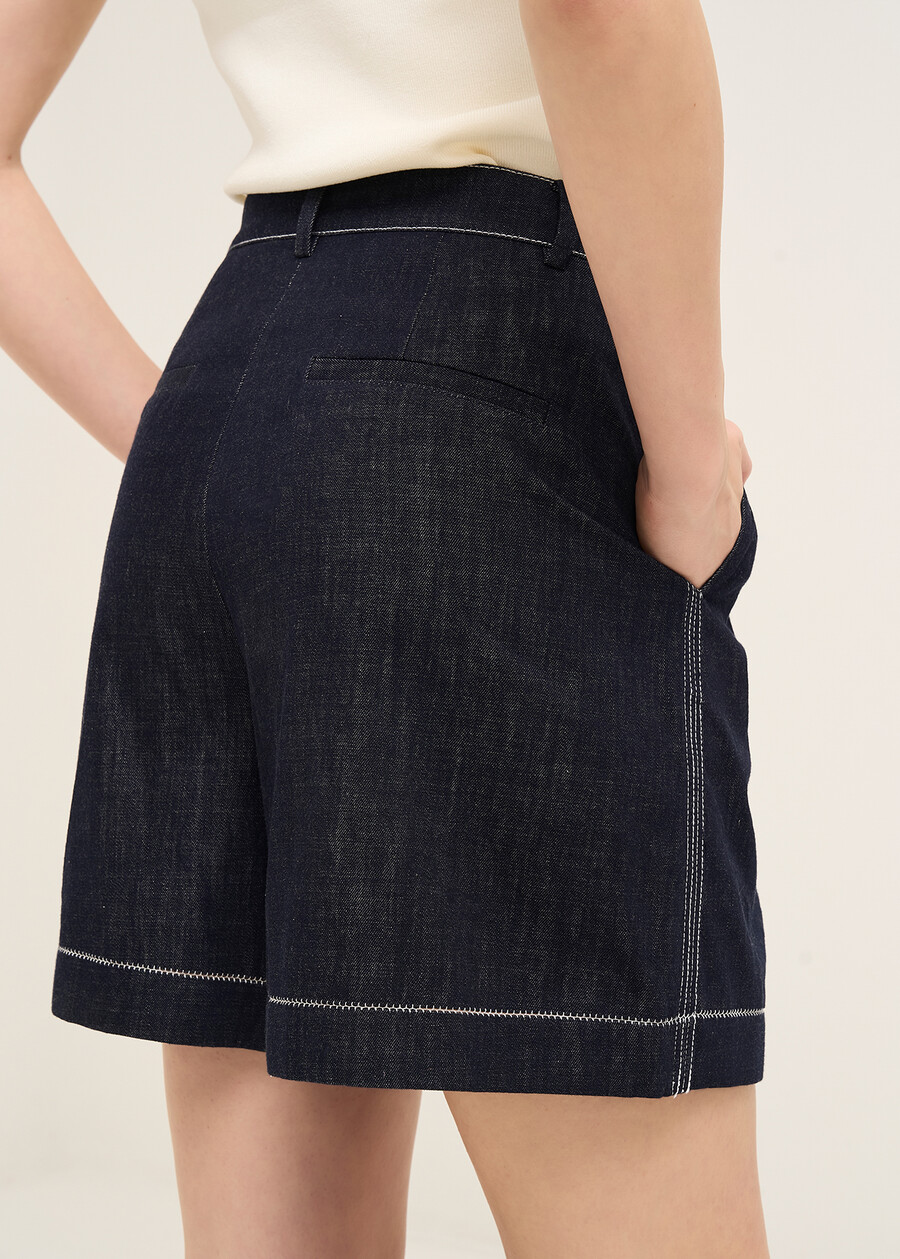 Birond light denim bermuda DENIM DARK DENIMBIANCO WHITE Woman , image number 4
