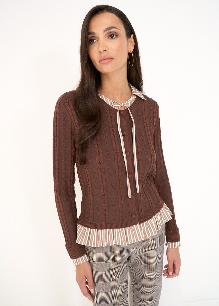 Criss layered-effect cardigan MARRONEBLU Woman , image number 1