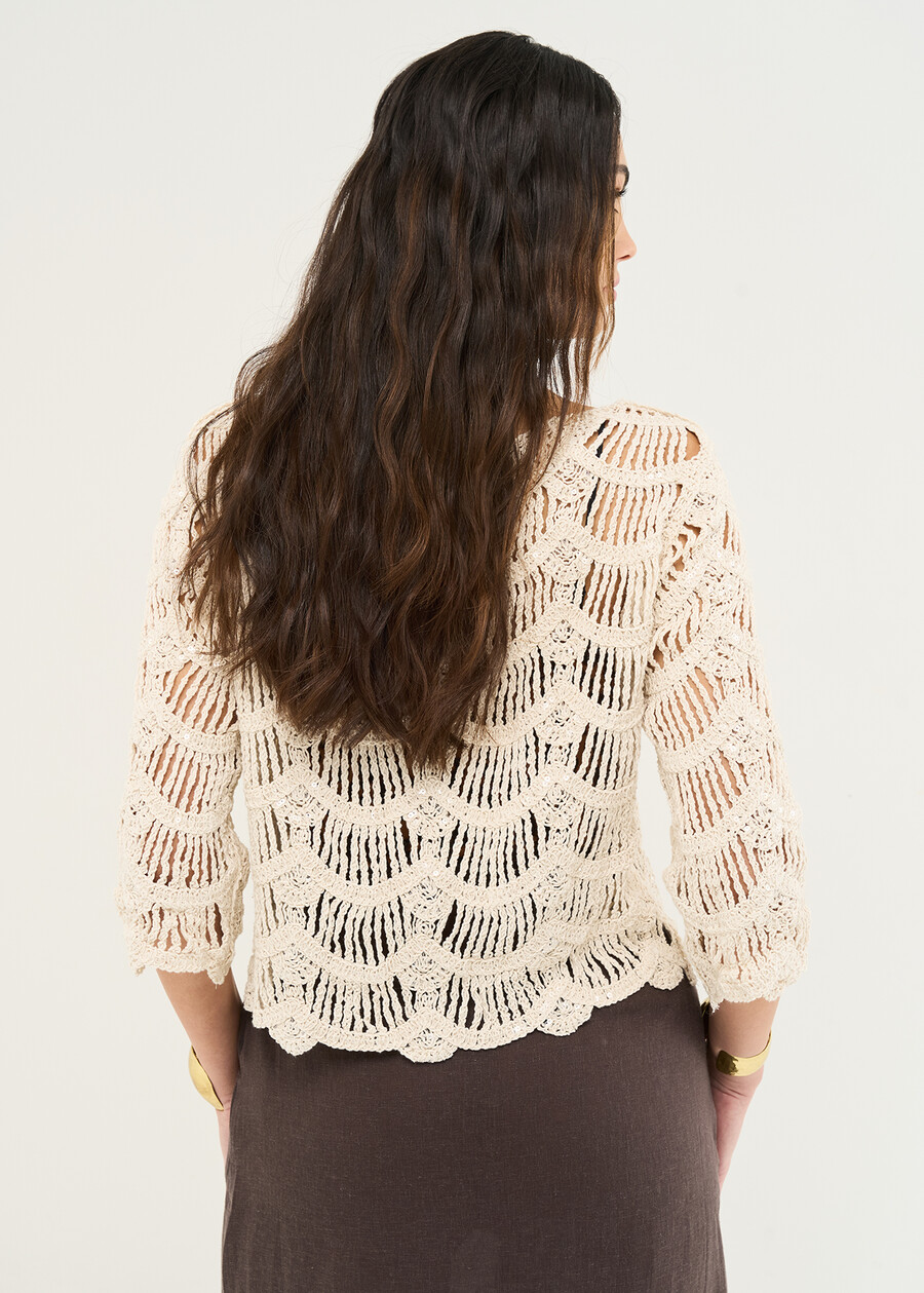 Carolina cotton yarn cardigan BEIGE LIGHT BEIGE Woman , image number 3