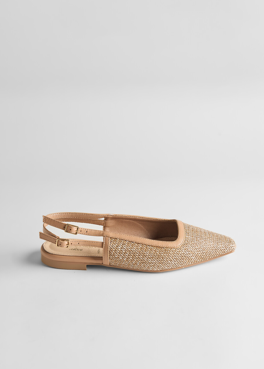 Samoa woven fabric slingbacks BEIGE DOESKIN Woman , image number 5