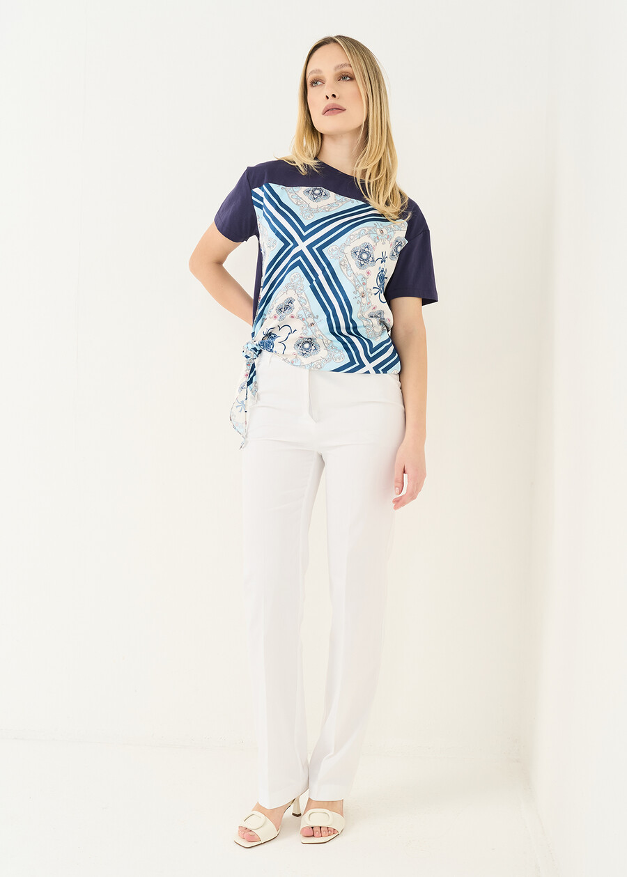 Clair cotton blend trousers GRIGIOBIANCO WHITE Woman , image number 1
