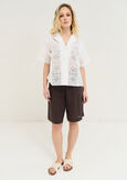 Barth linen and Lyocell bermuda MARRONEBIANCO WHITE Woman image number 1