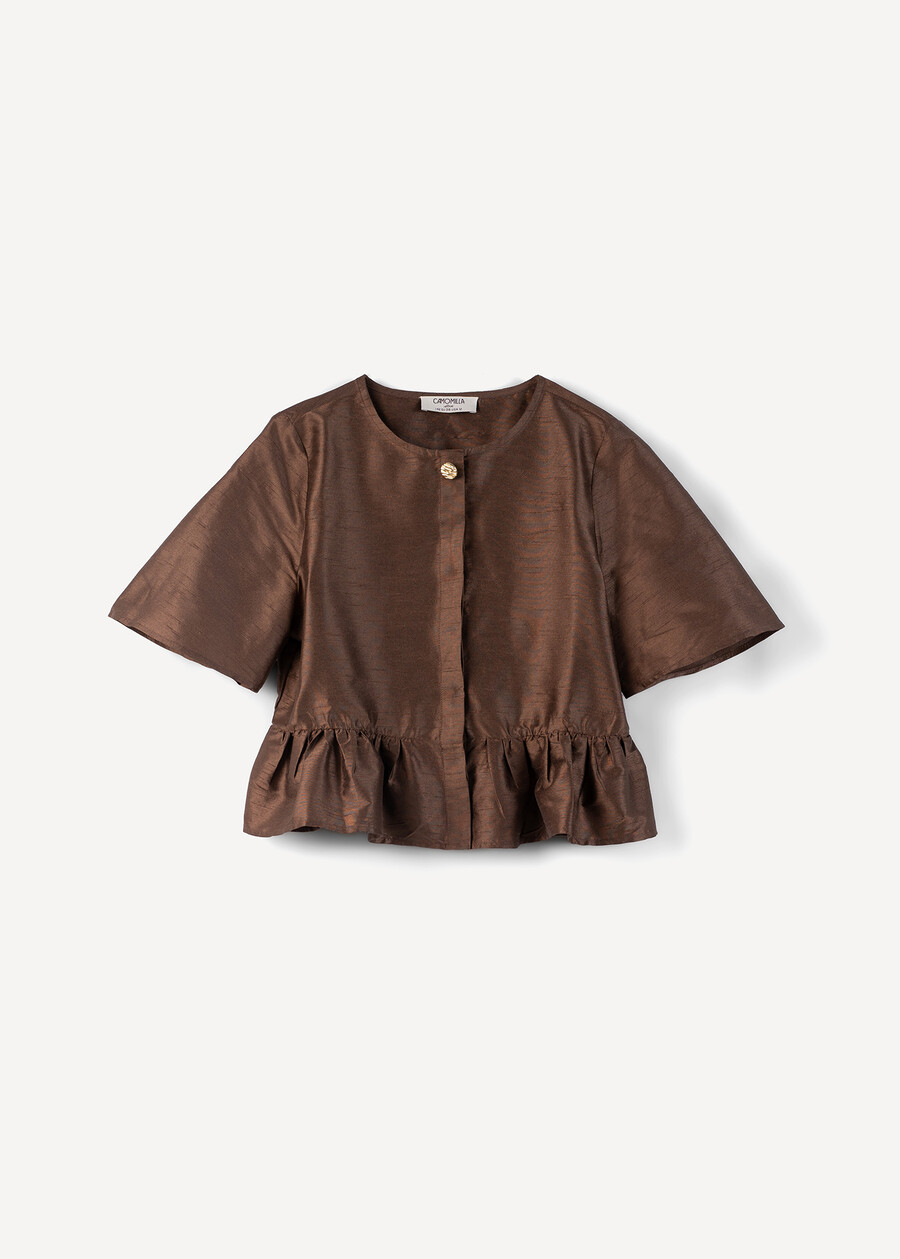 Calys shirt with jewel button MARRONE Woman , image number 5