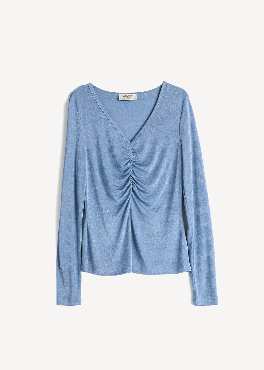 Suamy draped glossy long-sleeve top AZZURO AZZURRO Woman , image number 4