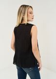 Tony cotton voile top with flounce BIANCO WHITENERO BLACK Woman image number 3