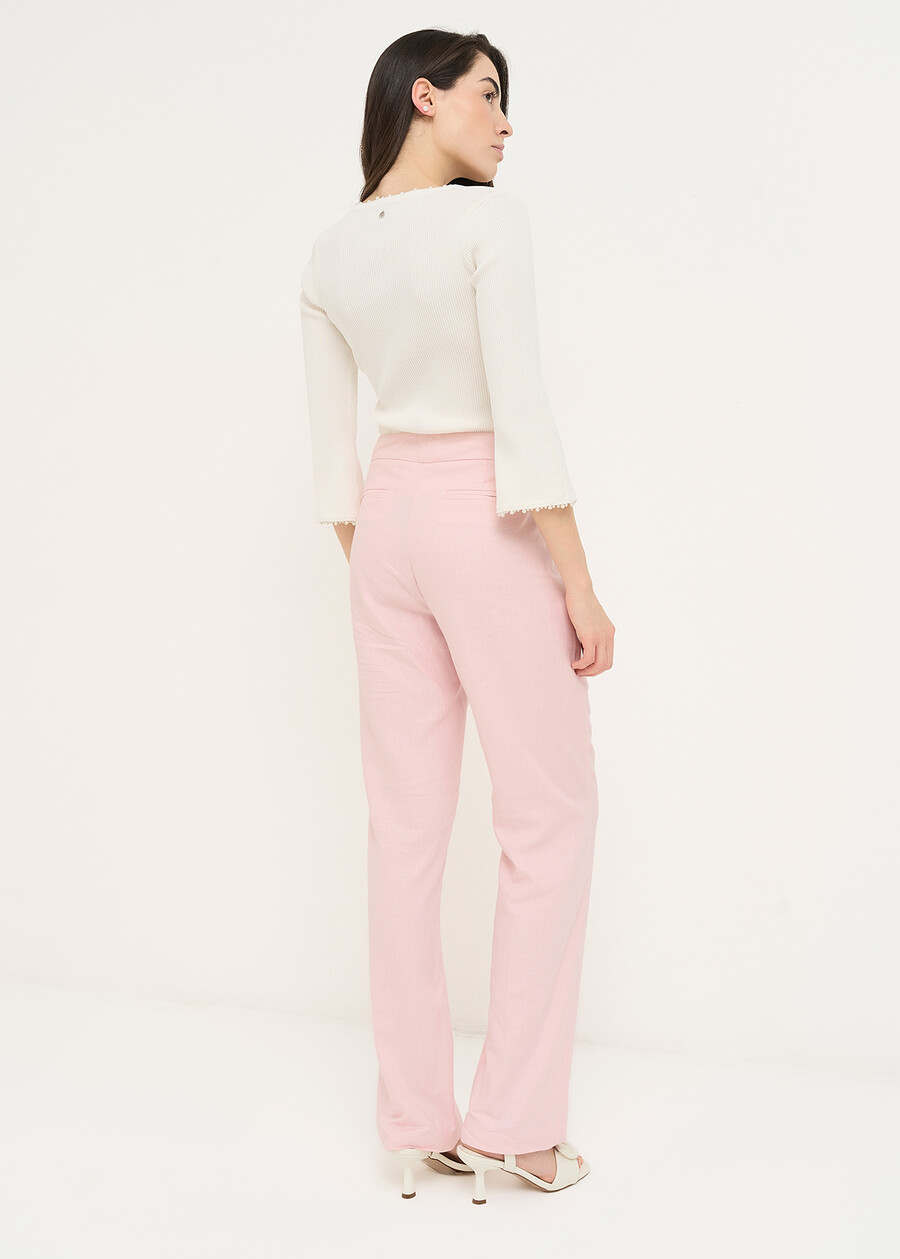 Giorgia-O linen blend trousers BLUROSABIANCO WHITEROSA FUCSIA Woman , image number 6