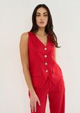 Glory linen blend waistcoat top ROSSO Woman image number 1