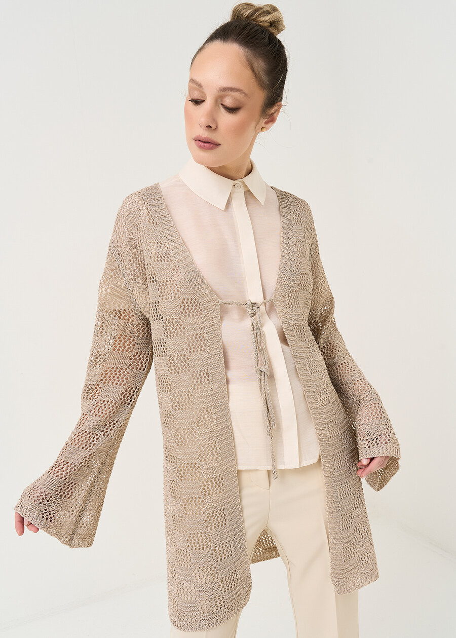 Carina long lurex cardigan GOLD Woman , image number 1