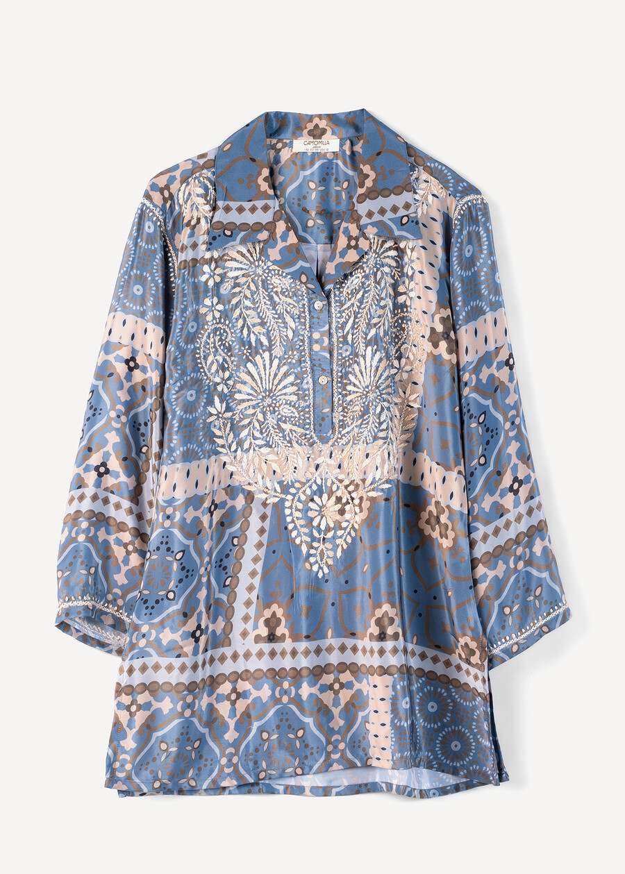 Bly printed embroidered blouse BLU AVIONBEIGE Woman , image number 5