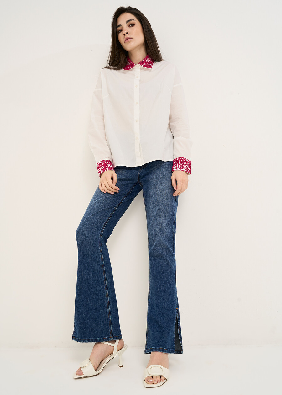 Cecilia cotton and lace shirt BIANCO WHITE Woman , image number 5