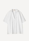 Claid cotton blouse with front pleat MARRONEBIANCO WHITE Woman image number 5