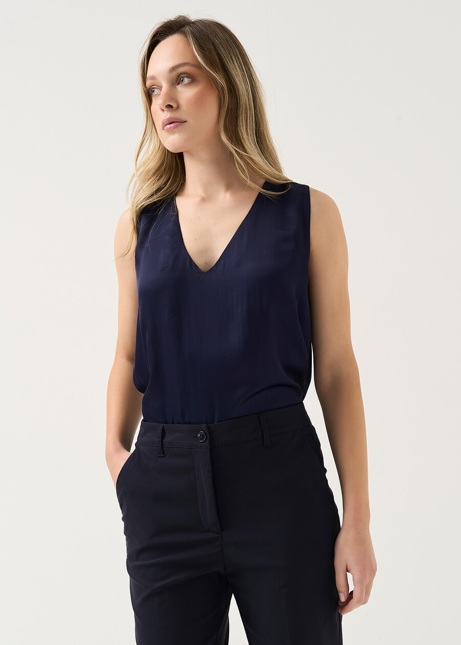 Tailer viscose top with lace VERDEBLU Woman , image number 1