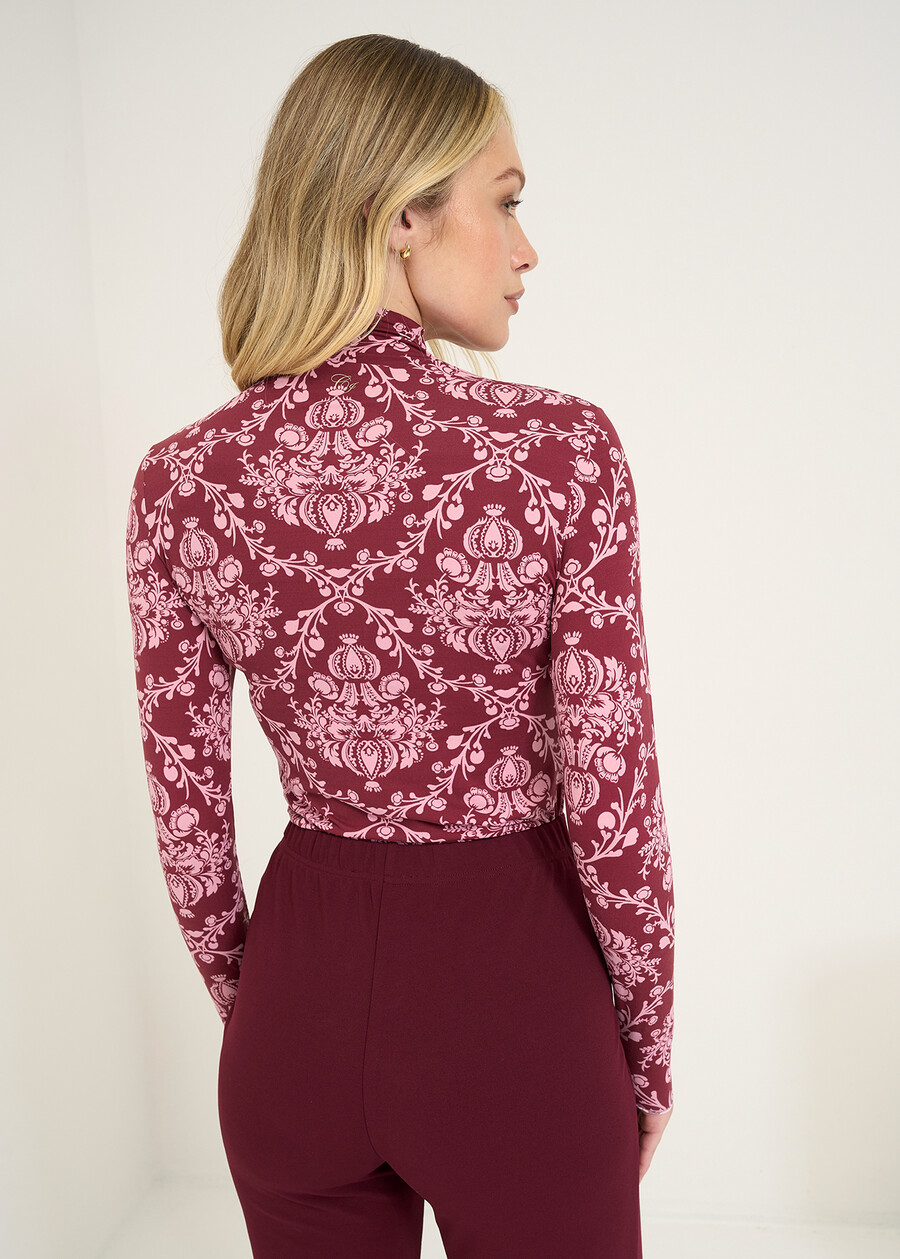 Stef printed high-neck t-shirt ROSSO BORDEAUX Woman , image number 3