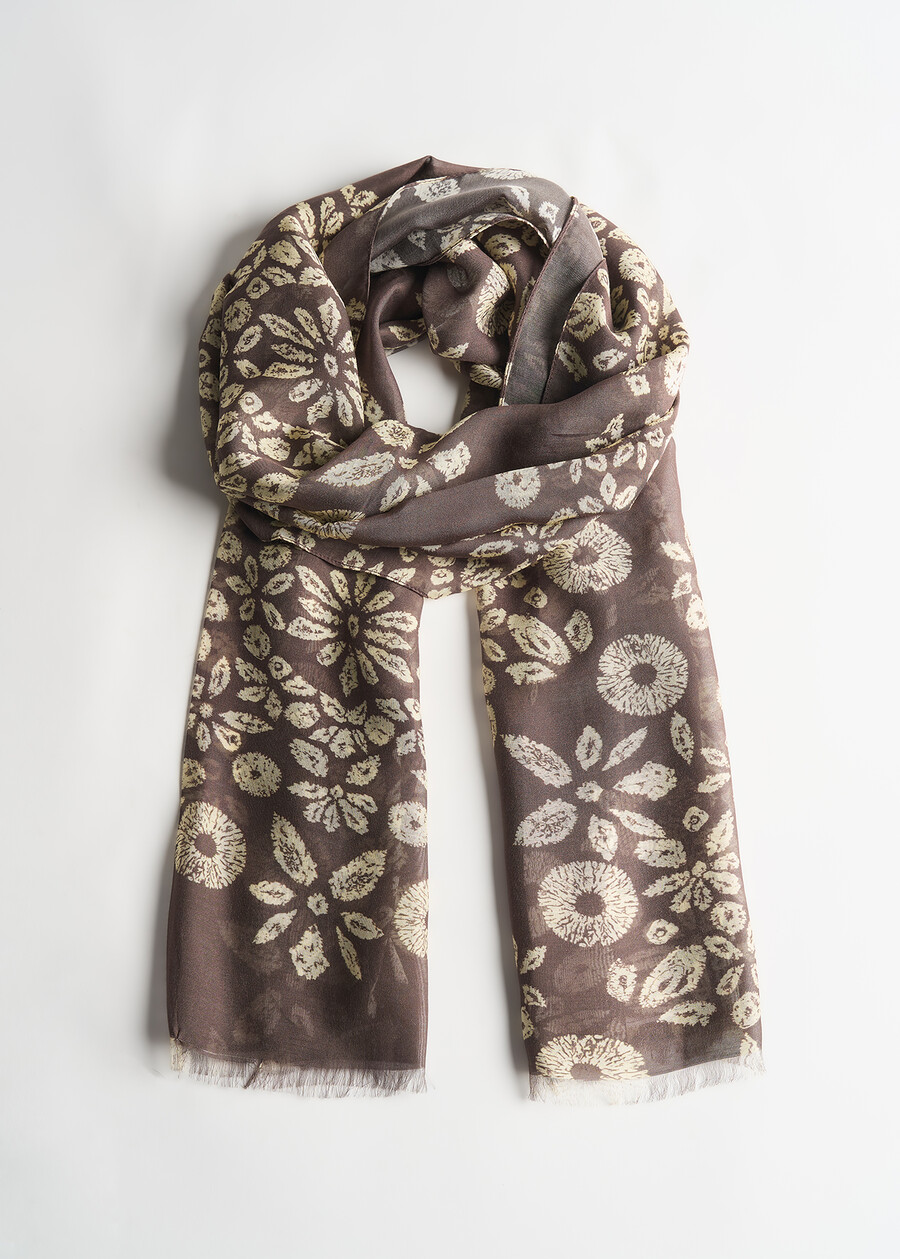 Sibyl scarf with stylized flowers MARRONEBLU Woman , image number 1