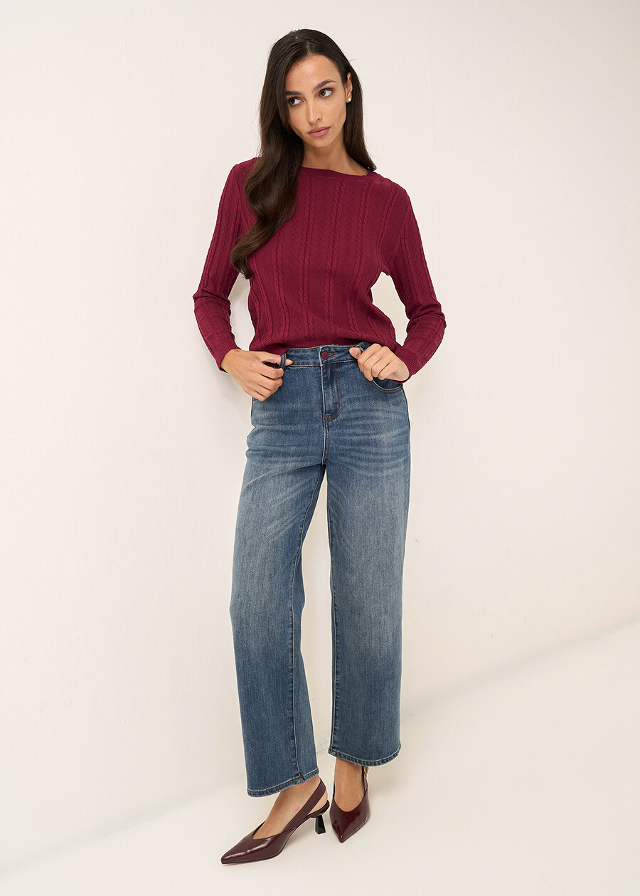 Mabel round-neck sweater ROSSO BORDEAUXCELESTE POLVERE Woman , image number 5