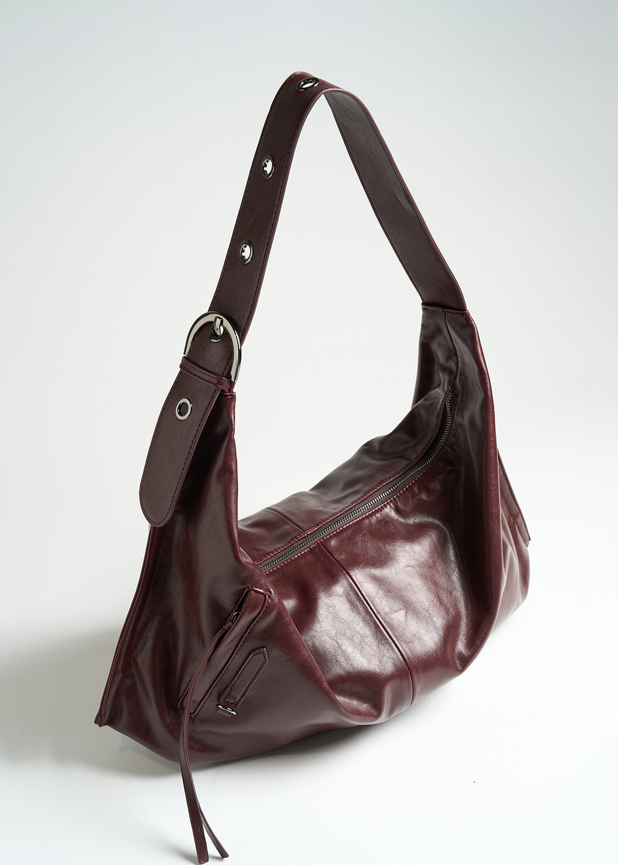 Bayk zip pocket hobo bag ROSSO BORDEAUXNERO Woman , image number 2