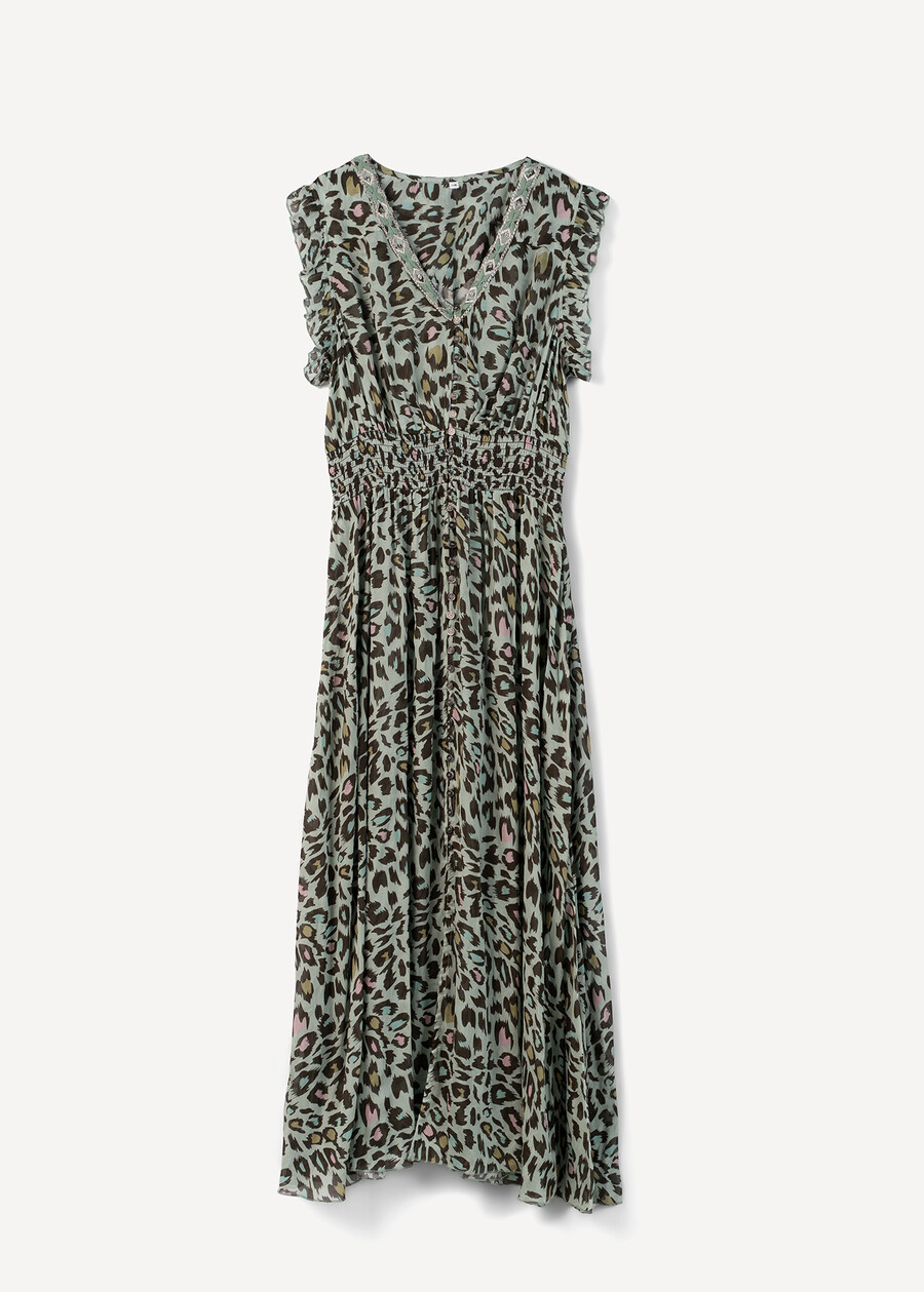 Alvara animalier embroidery dress VERDE AQUA Woman , image number 6