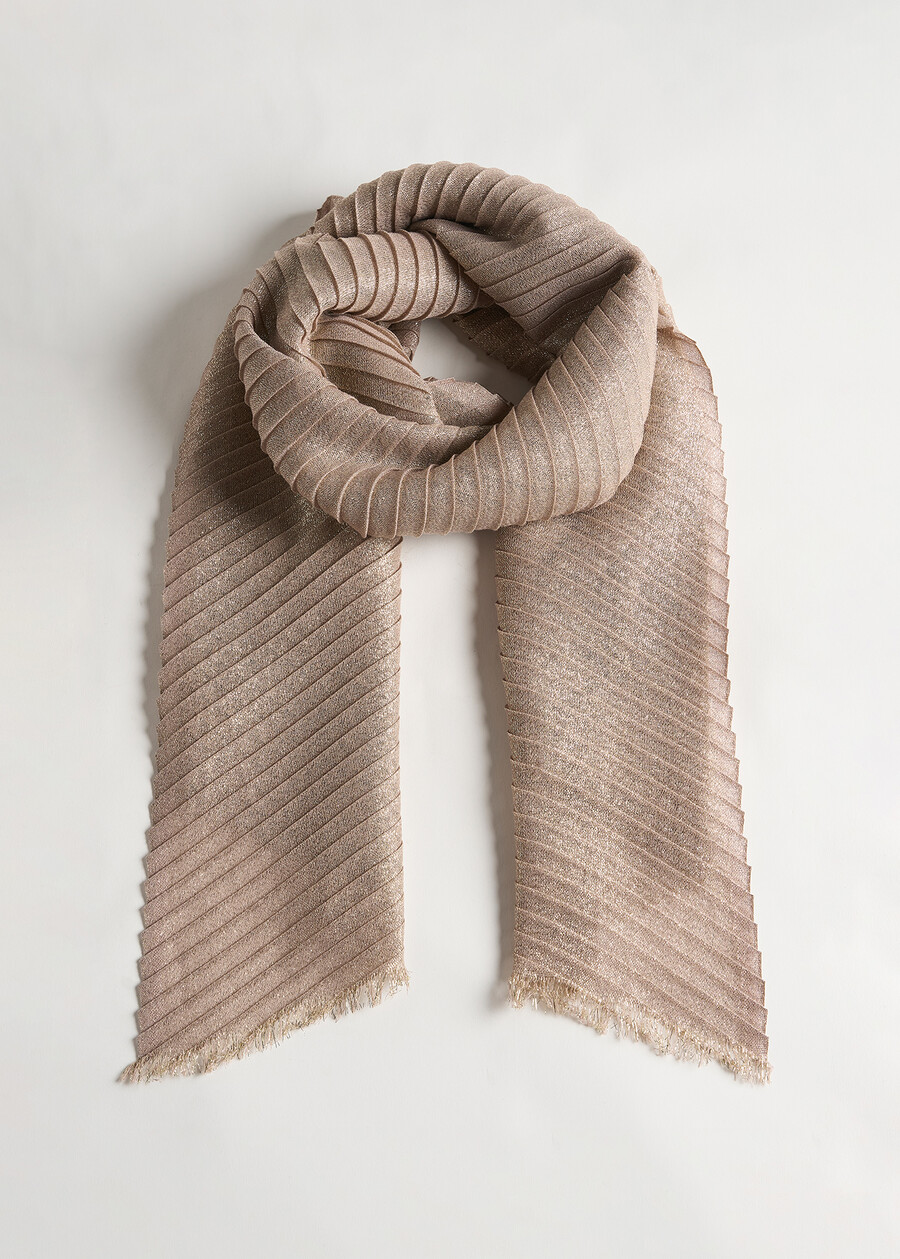 Suellen pleated lurex scarf BEIGE LATTEGOLD Woman , image number 1