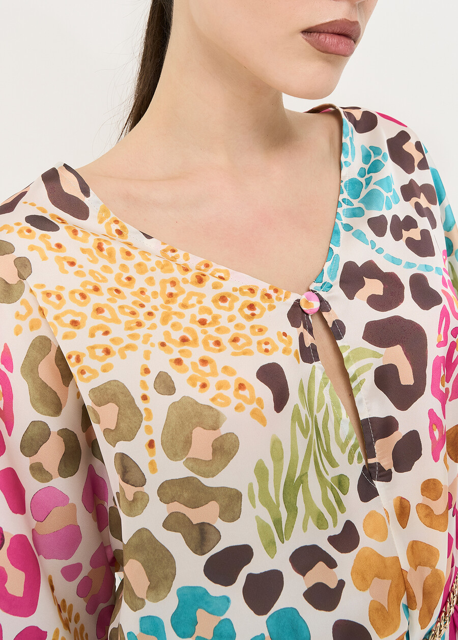 Cady animalier drop neck blouse BEIGE Woman , image number 2