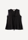 Tony cotton voile top with flounce BIANCO WHITENERO BLACK Woman image number 4