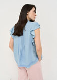 Tailer viscose and lace top DENIM MEDIUM DENIM Woman image number 3