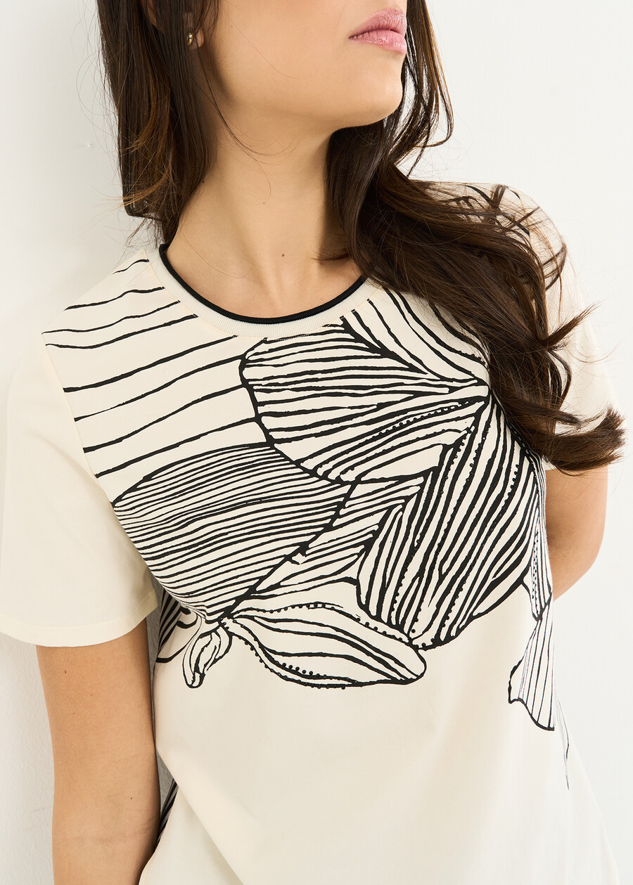 Sunny patterned cotton T-shirt BIANCO WHITE Woman , image number 2