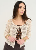 Carolina cotton yarn cardigan BEIGE LIGHT BEIGE Woman image number 1