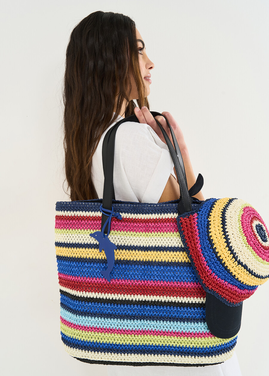 Brady striped shopping beach bag ROSSO FRAGOLA Woman , image number 1