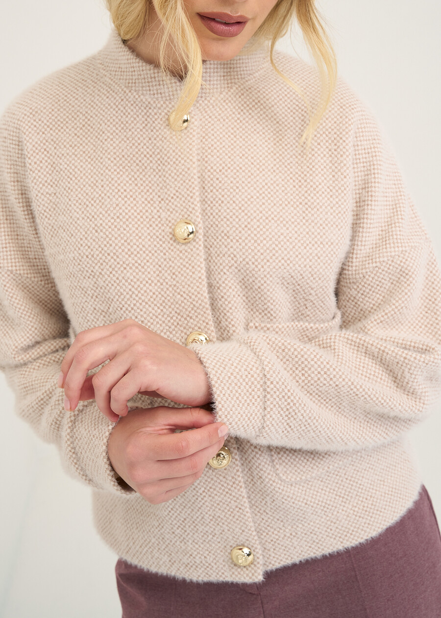 Cesar fluffy knit cardigan BEIGE LATTE Woman , image number 2