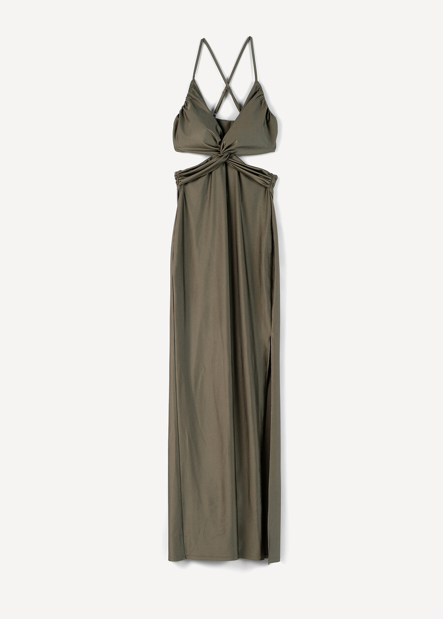 Aciko long dress with knot VERDE Woman , image number 6