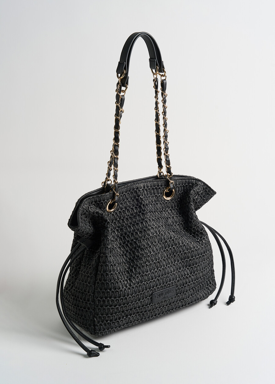 Friends raffia drawstring bag BEIGENERO BLACK Woman , image number 2