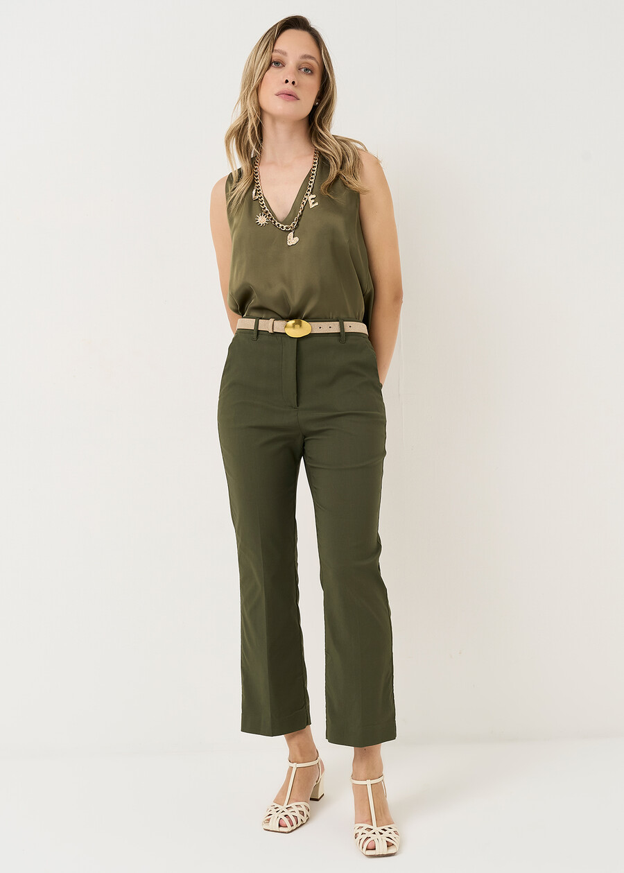 Tailer viscose top with lace VERDEBLU Woman , image number 4
