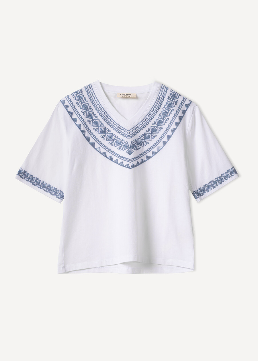 Syria T-shirt with geometric embroidery BIANCO WHITE Woman , image number 4