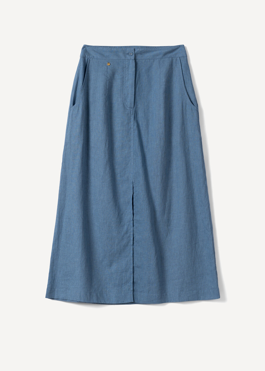 Gabriella long skirt in linen blend MARRONEBLU AVION Woman , image number 5