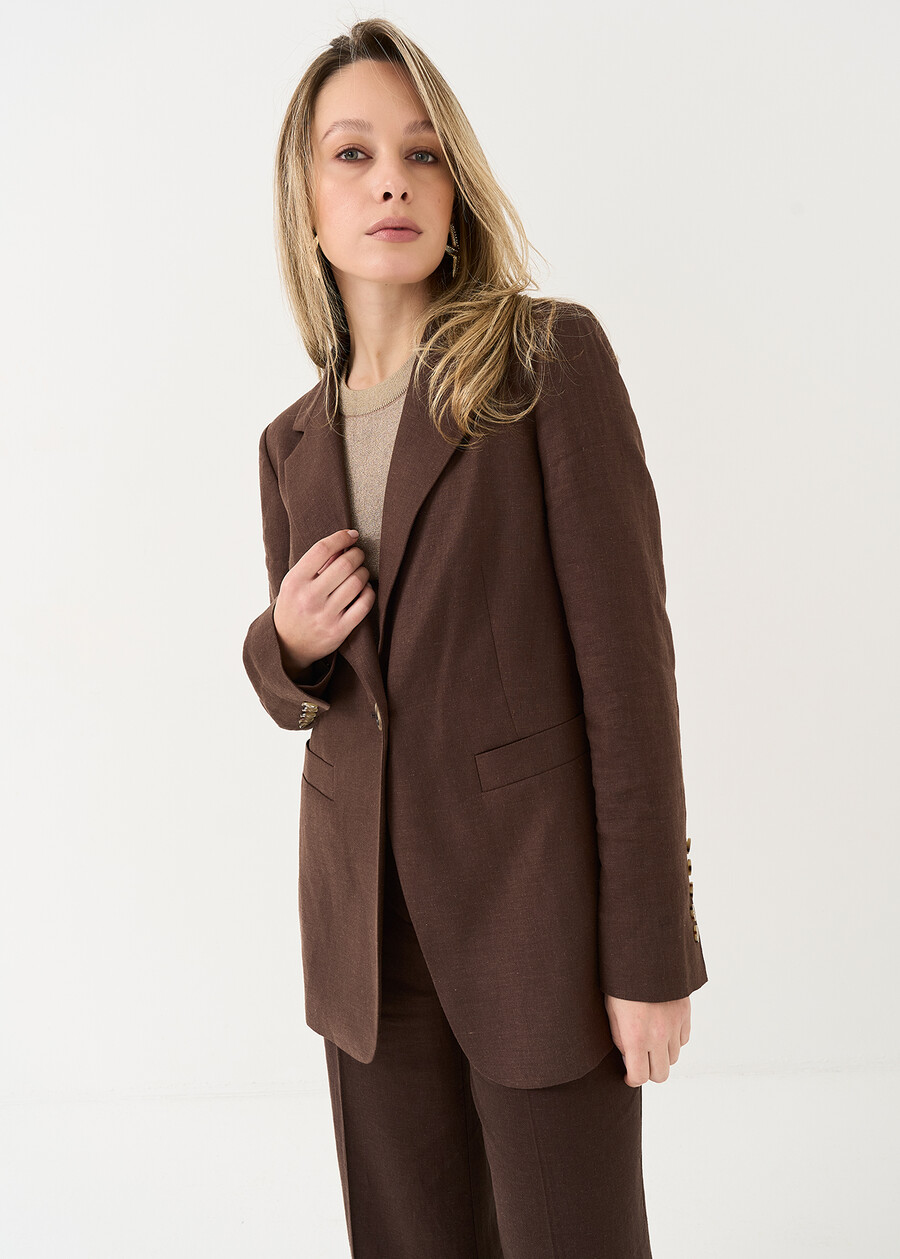 Geky single-breasted jacket MARRONEMABKSBLU Woman , image number 2