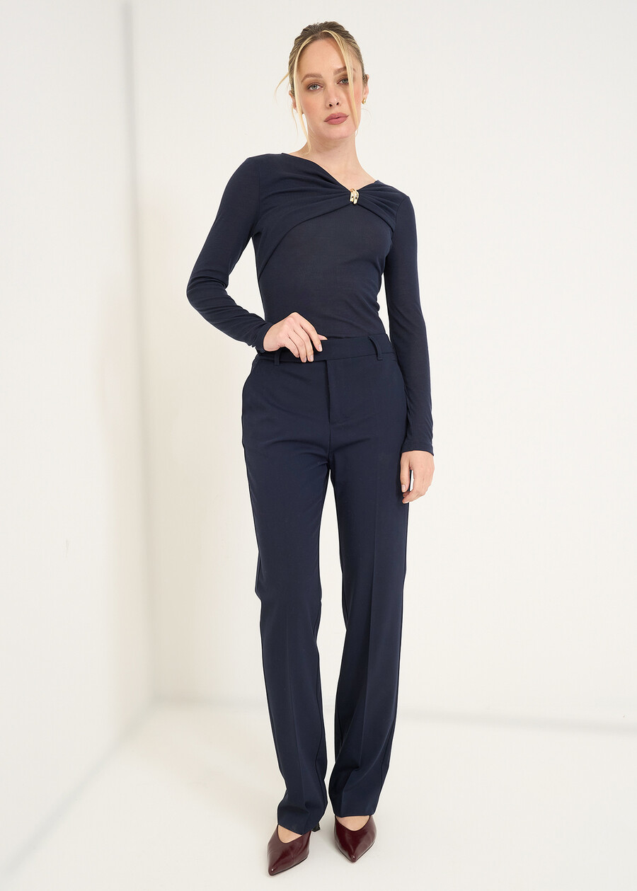 Send asymmetric draped jersey top BLU Woman , image number 4