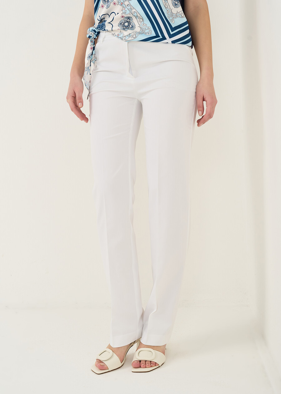 Clair cotton blend trousers GRIGIOBIANCO WHITE Woman , image number 2