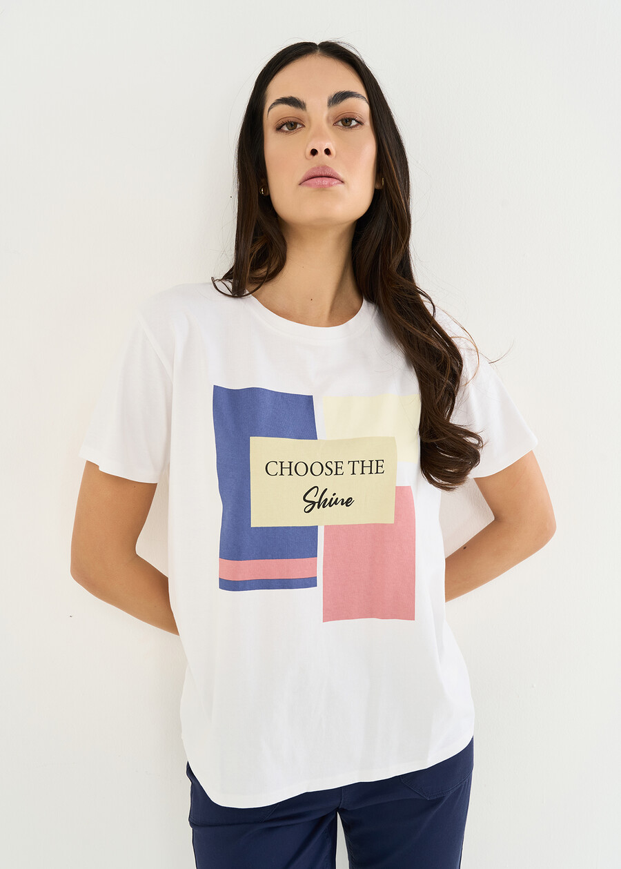 Soledad geometric print T-shirt BIANCO WHITE Woman , image number 1