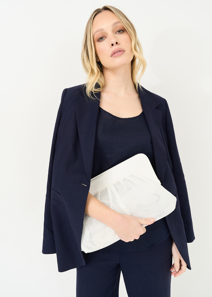 Blackey mesh fabric pochette BIANCO WHITENERO BLACK Woman , image number 1