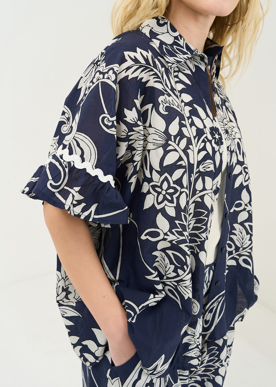 Cally printed cotton shirt BLU Woman , image number 2